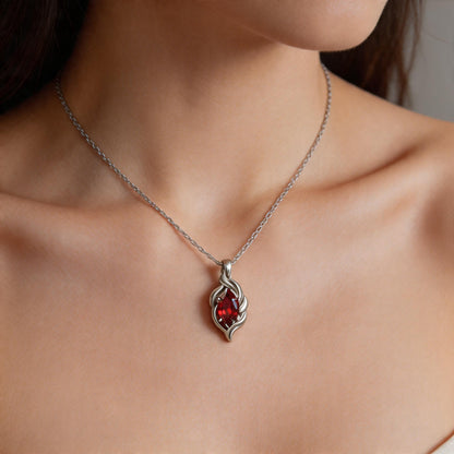 Marquise Birthstone Necklace | 925 Sterling Silver Gold Plated Pendant | Elegant Nature Inspired Jewelry | Personalized Gift for Her