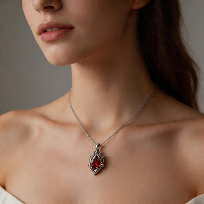 Pear Cut Amethyst Necklace | 925 Sterling Silver Gold Plated Pendant | Gothic Fantasy Statement Jewelry | Anniversary Gift for Her