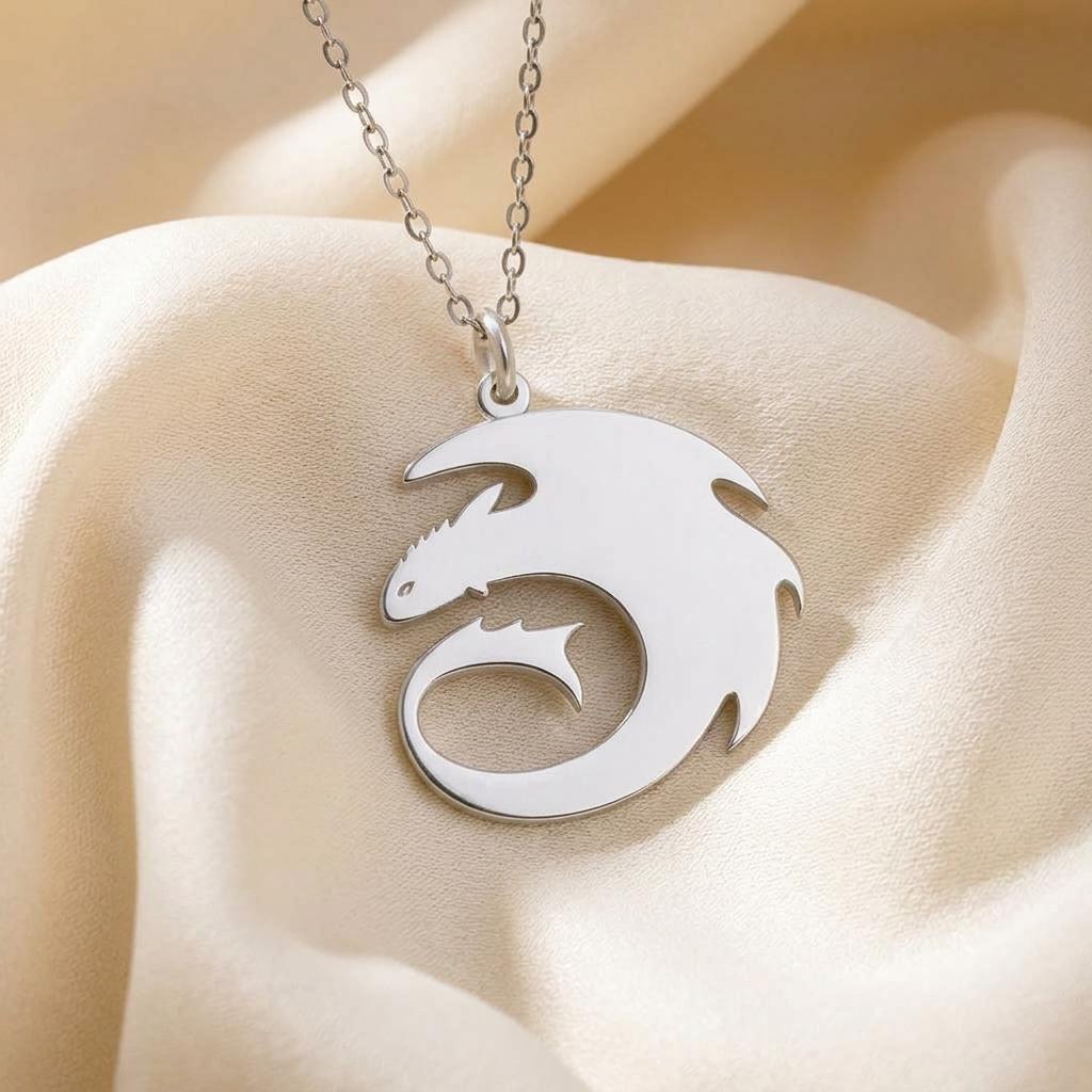 Dragon Spirit Pendant Necklace | 925 Sterling Silver Jewelry | Fantasy-Inspired Minimal Design | Meaningful Gift for Him or Her