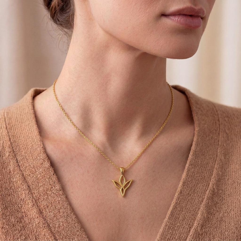 Handmade Gold Elf Necklace | 18K Gold Plated 925 Sterling Silver Women’s Jewelry | Elven Fantasy Pendant | Nature Inspired Gift