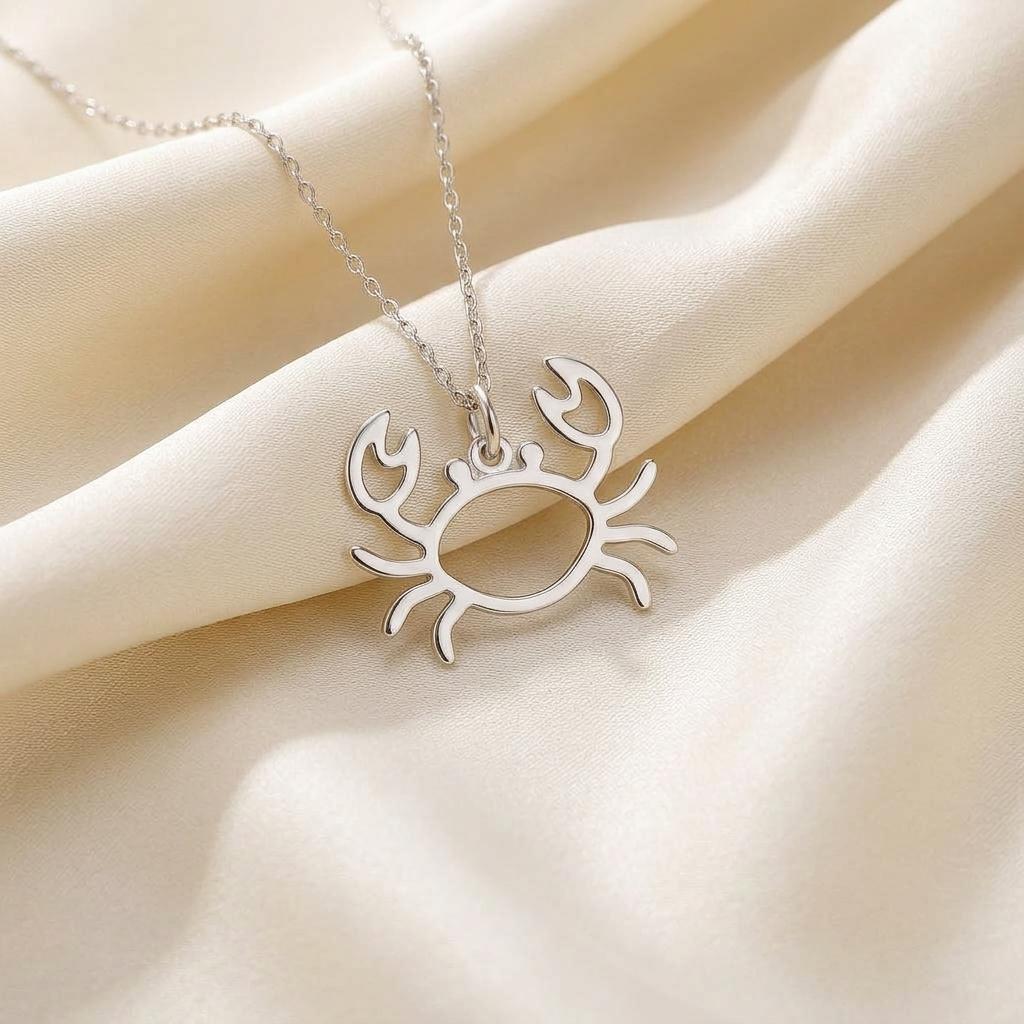 Crab Necklace | 925 Sterling Silver Jewelry | Ocean Zodiac Cancer Symbol | Meaningful Gift for Her