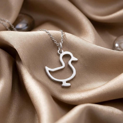 Duck Outline Necklace | 925 Sterling Silver Jewelry | Minimal Animal-Inspired Pendant | Meaningful Gift for Nature Lovers