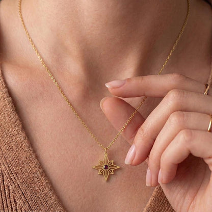 Origami North Star Necklace | 925 Sterling Silver Unisex | Celestial Minimalist Symbol | Gift for Guidance and Inspiration