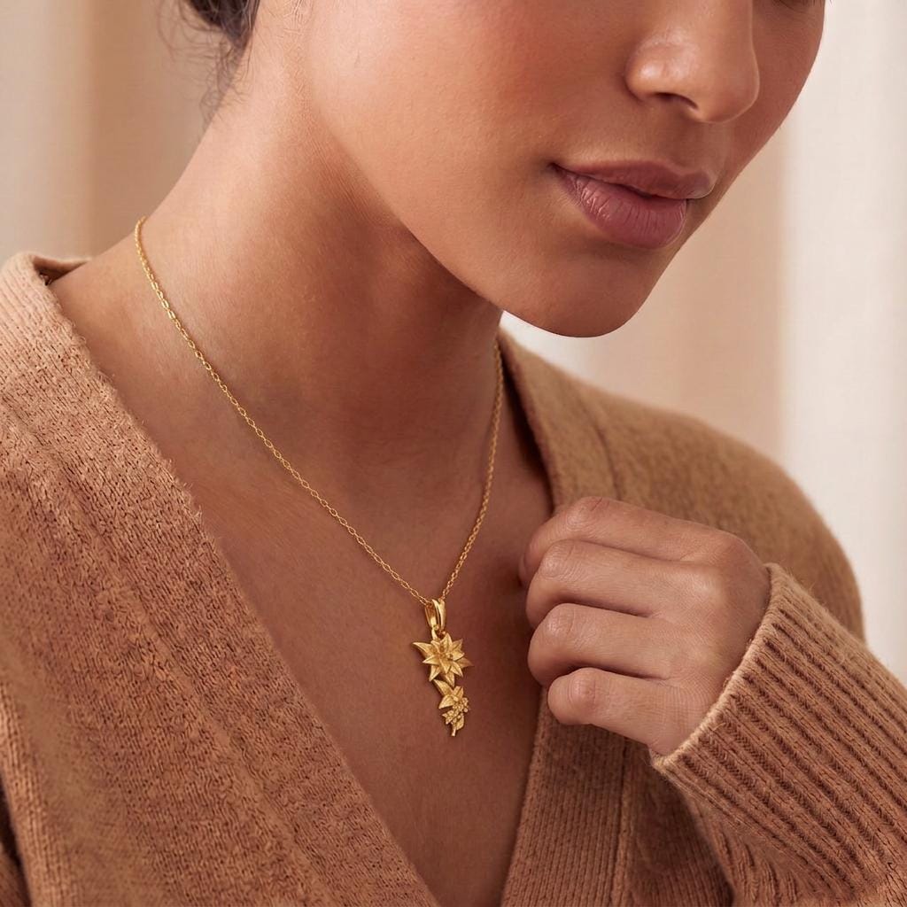 Lily Flower Necklace | 925 Sterling Silver Women Jewelry | Botanical Floral Elegance | Meaningful Nature Gift