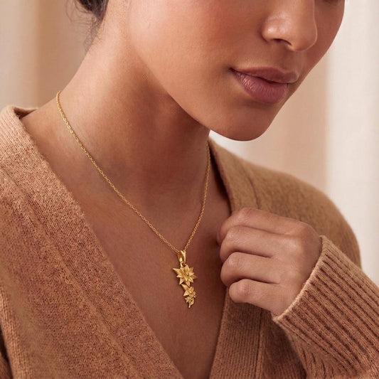 Lily Flower Necklace | 925 Sterling Silver Women Jewelry | Botanical Floral Elegance | Meaningful Nature Gift