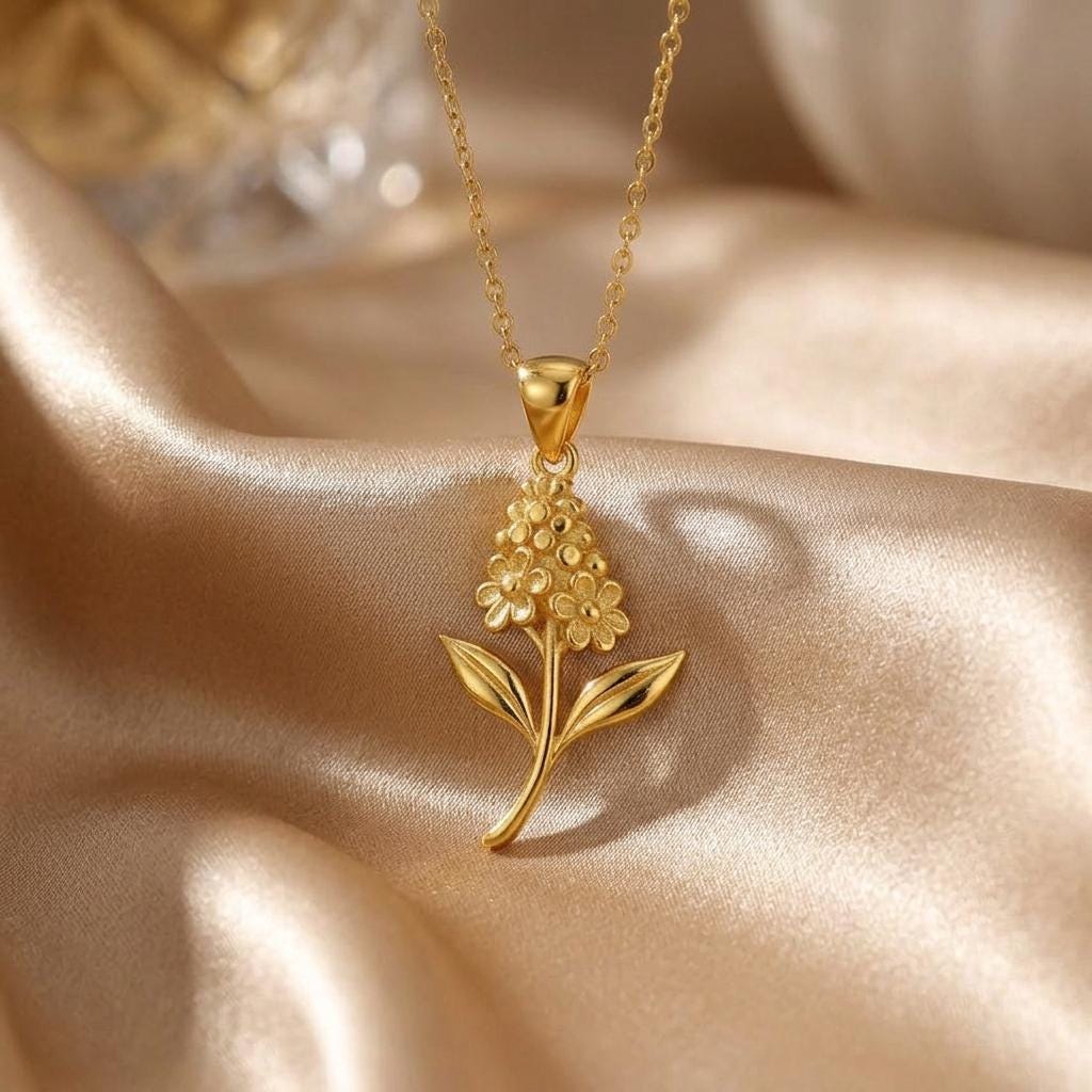 Buddleia Flower Necklace | 925 Sterling Silver for Women | July Birth Flower Nature Jewelry | Friendship Birthday Mothers Gift