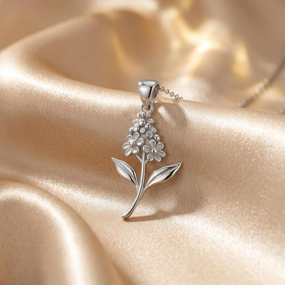 Buddleia Flower Necklace | 925 Sterling Silver for Women | July Birth Flower Nature Jewelry | Friendship Birthday Mothers Gift