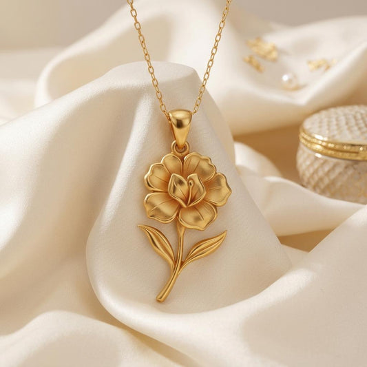 Gloxinia Flower Pendant Necklace | 925 Sterling Silver Jewelry | Romantic Floral Birth Flower | Birthday and Anniversary Gift