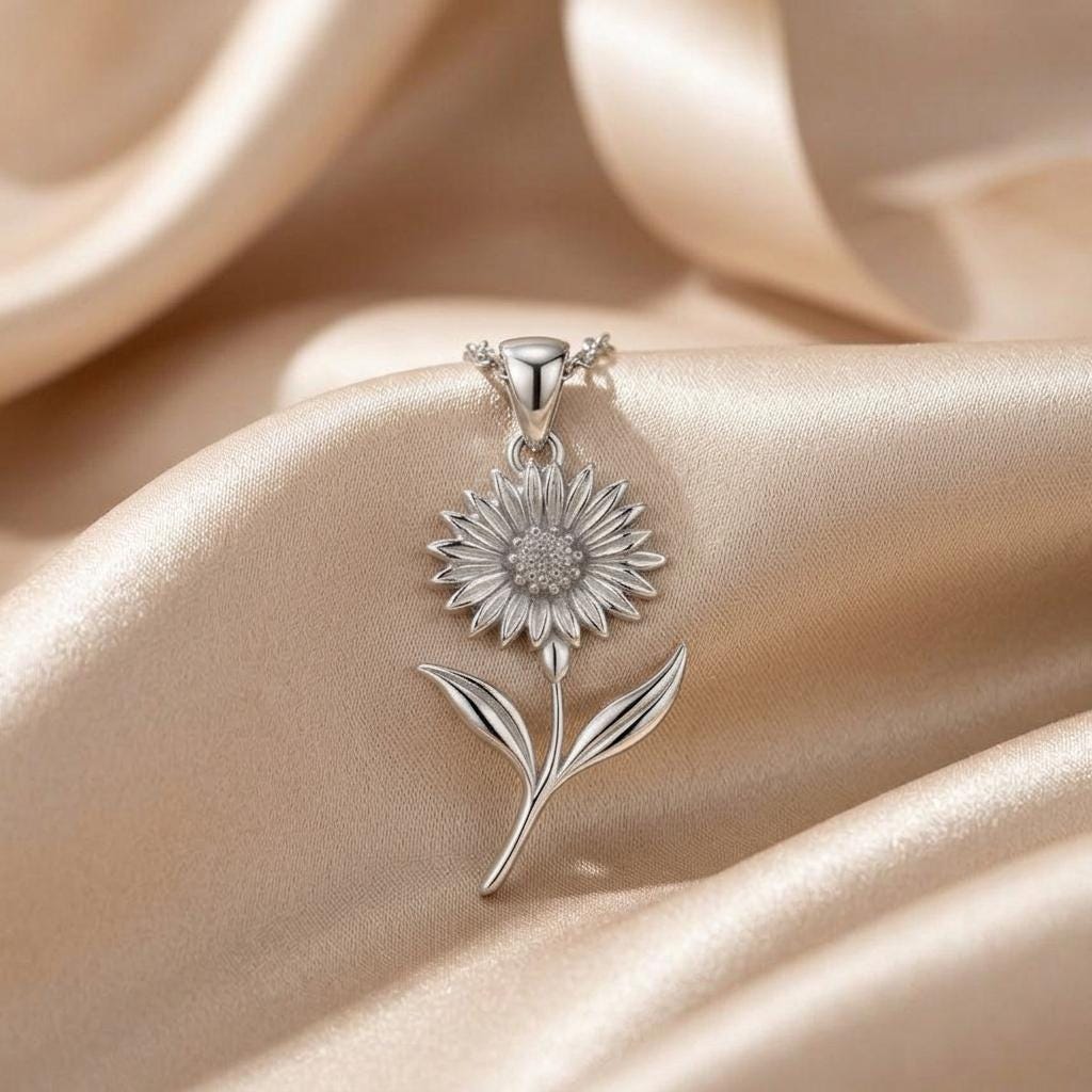 Cornflower Pendant Necklace | 925 Sterling Silver Women Jewelry | Floral Birth Flower Design | Symbolic Gift for Her