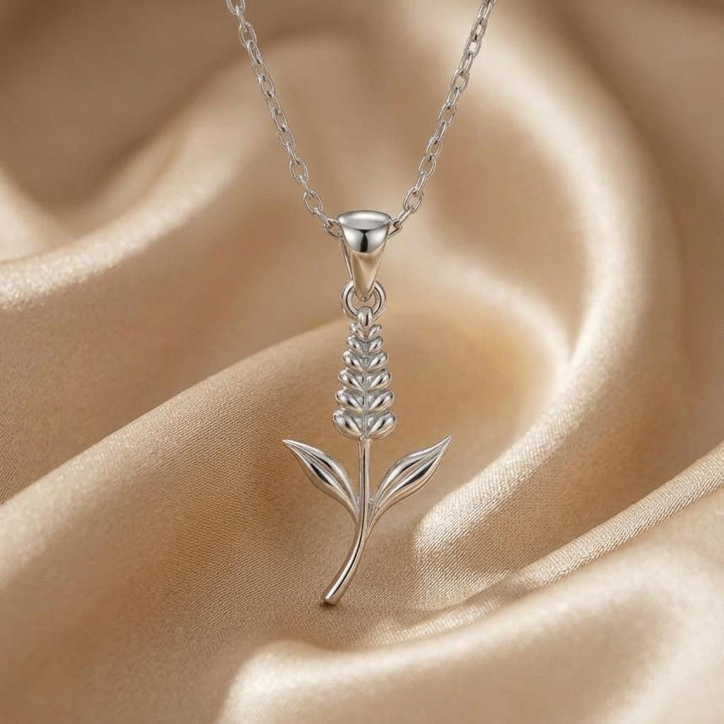 Veronica Flower Pendant Necklace | 925 Sterling Silver Jewelry | Botanical Speedwell Style | Meaningful Gift for Her