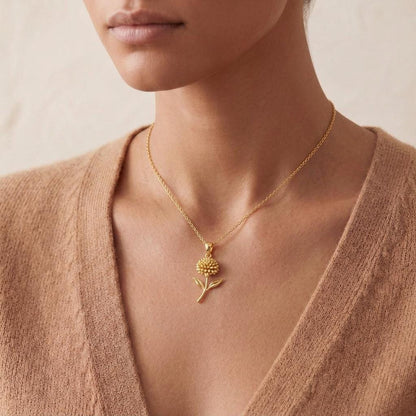Sedum Flower Pendant Necklace | 925 Sterling Silver for Women | Botanical Minimalist Style | Meaningful Birthday and Anniversary Gift