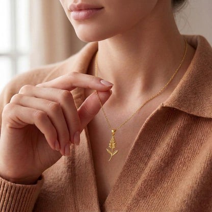 Salvia Flower Pendant Necklace | 925 Sterling Silver Jewelry | Floral Birth Flower Style | Meaningful Gift for Her