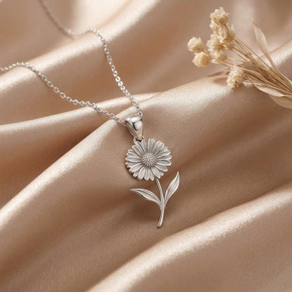 Handmade Calendula Flower Pendant Necklace | 925 Sterling Silver Jewelry | Floral Nature Inspired | October Birth Flower Gift