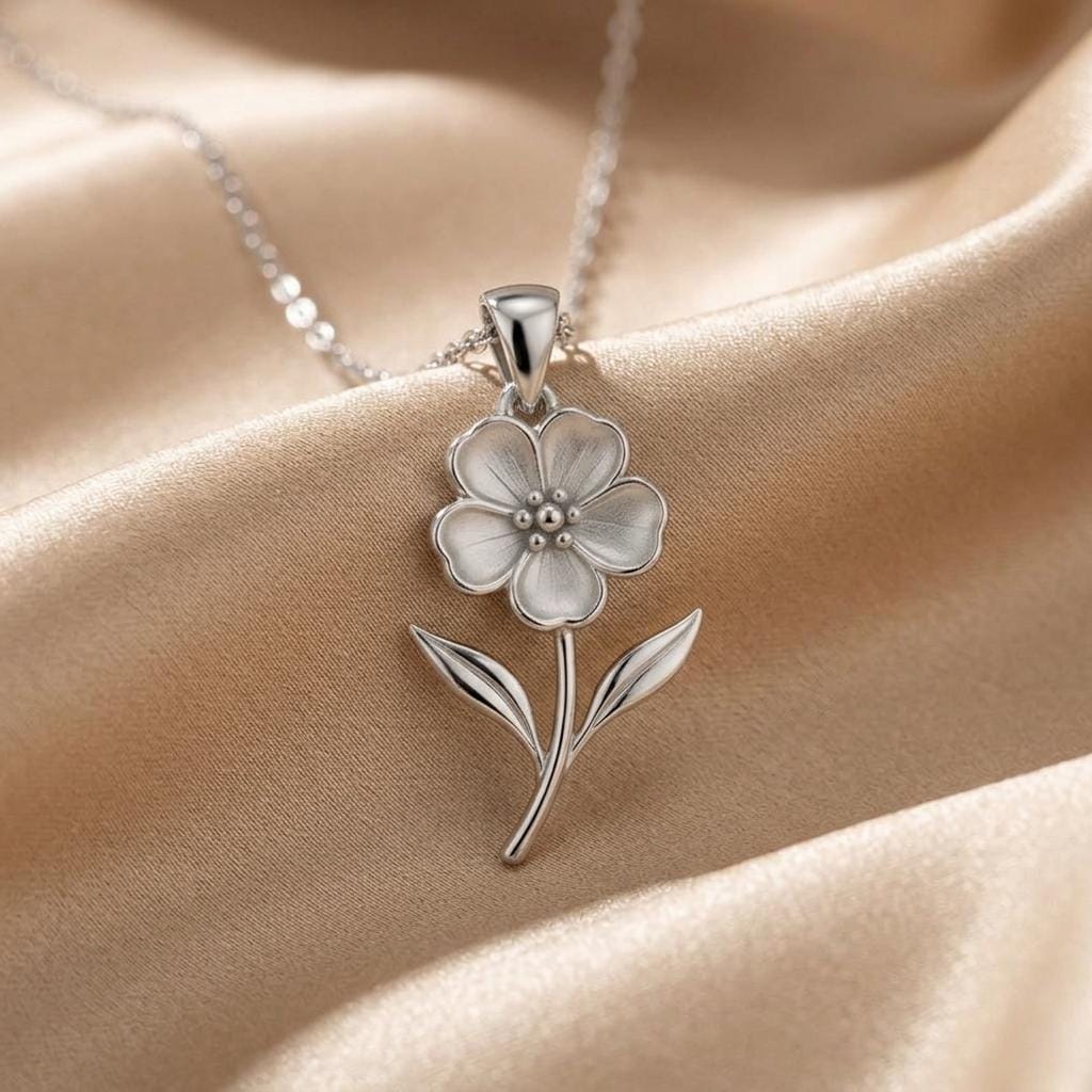 Waxflower Pendant Necklace | 925 Sterling Silver Women Jewelry | Minimalist Floral Design | Meaningful Gift for Her