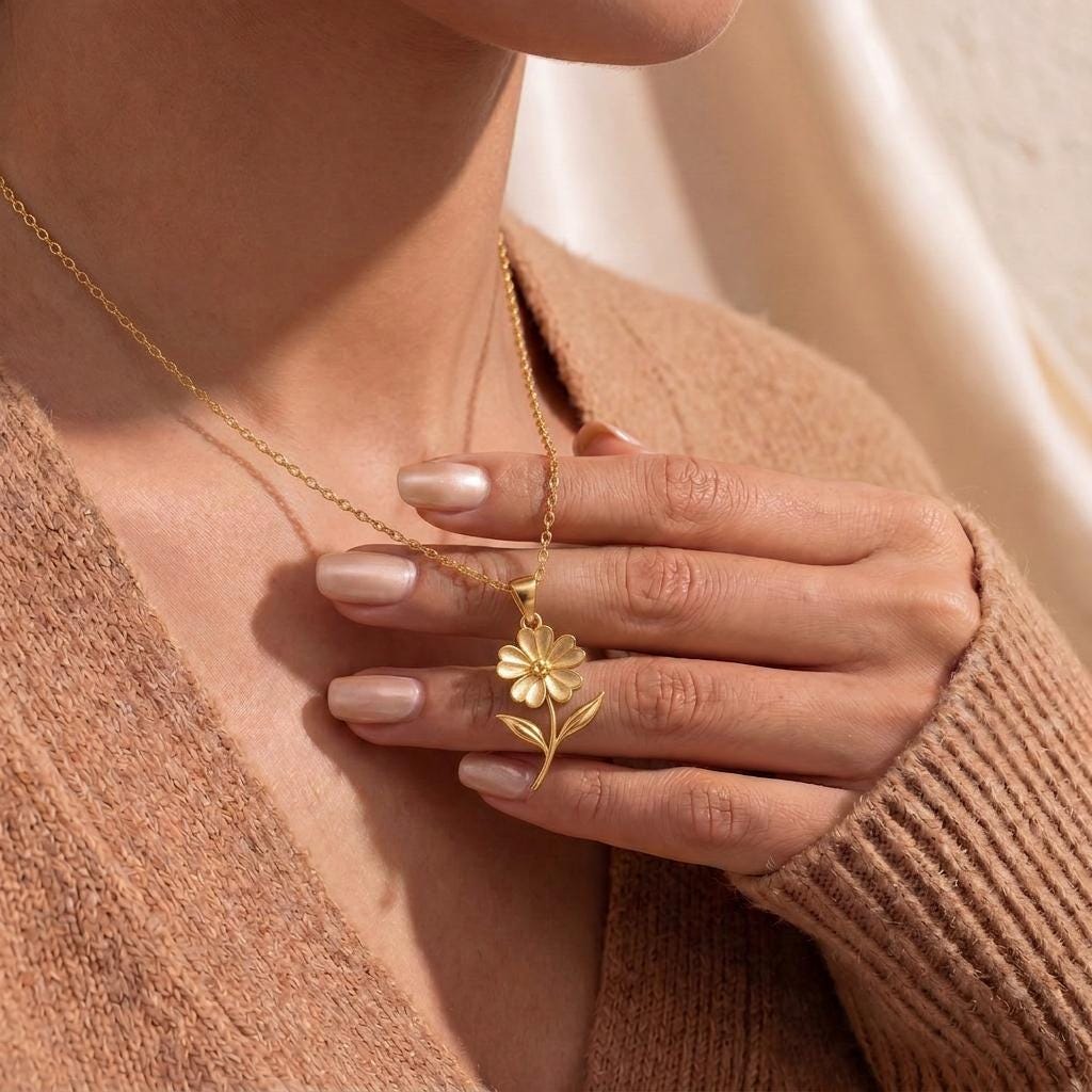 Verbena Flower Pendant Necklace | 925 Sterling Silver | Botanical Floral Jewelry | July Birth Flower Gift
