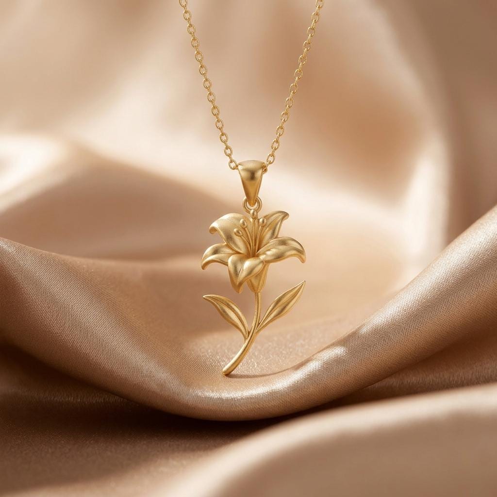 Lily Flower Pendant Necklace | 925 Sterling Silver | Botanical Floral Symbolism | Meaningful Nature Gift