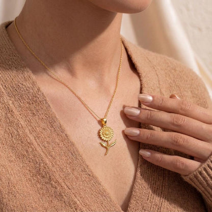 Marigold Flower Necklace | 18K Gold Plated Silver | Botanical Birth Flower Design | Meaningful October Gift
