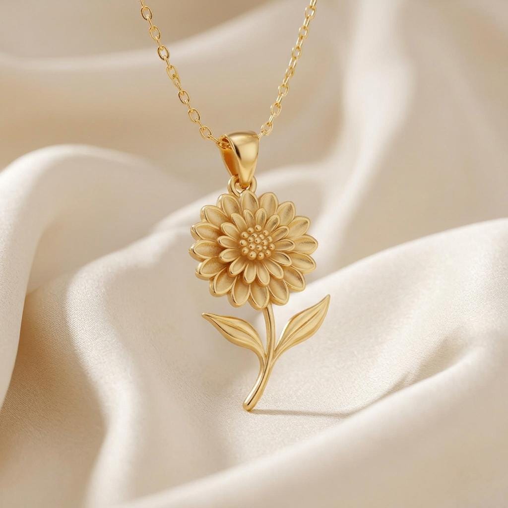 Dahlia Flower Necklace | 925 Sterling Silver | Botanical Floral Symbolism | Meaningful Gift