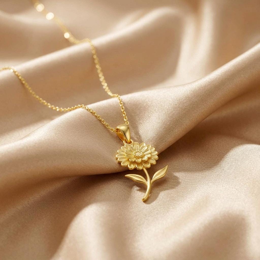 Zinnia Flower Necklace | 925 Sterling Silver | Botanical Floral Design | Meaningful Floral Gift