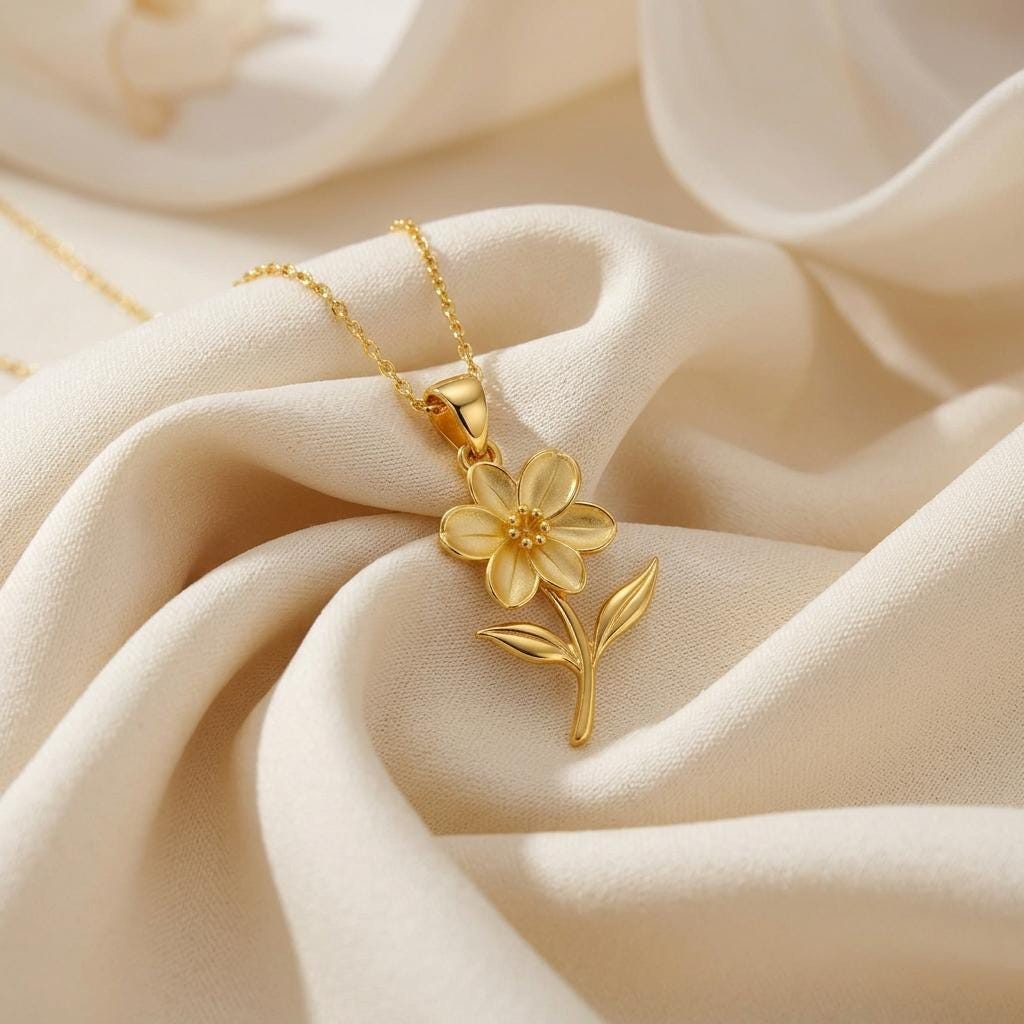 Jasmine Flower Necklace | 925 Sterling Silver | Botanical Floral Symbolism | Meaningful Gift