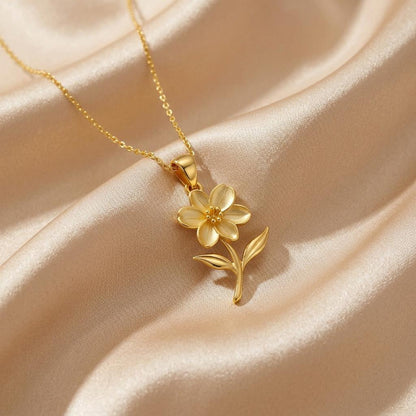 Jasmine Flower Necklace | 925 Sterling Silver | Botanical Floral Symbolism | Meaningful Gift