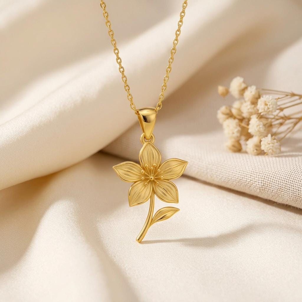 Clematis Flower Necklace | 925 Sterling Silver | Botanical Floral Symbolism | Meaningful Floral Gift