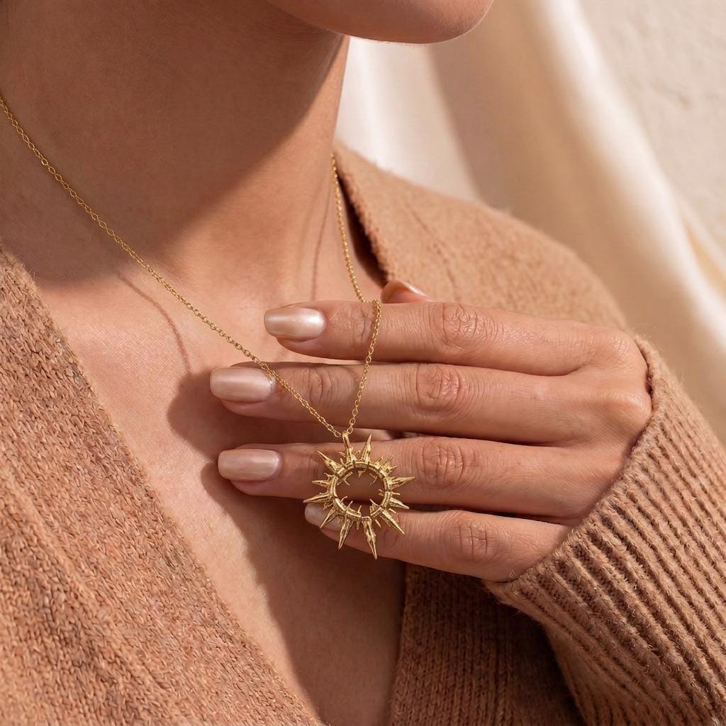Solar Fragment Pendant Necklace | 925 Sterling Silver | Celestial Fragment Style | Unique Statement Gift