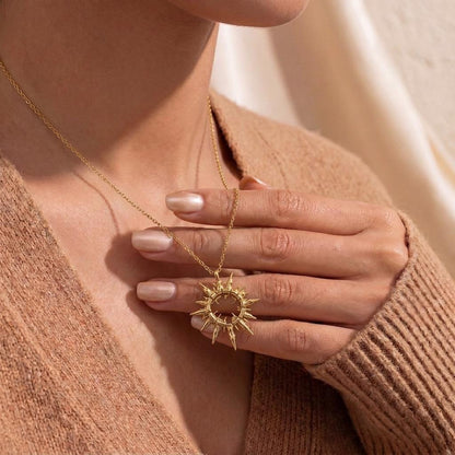 Solar Fragment Pendant Necklace | 925 Sterling Silver | Celestial Fragment Style | Unique Statement Gift