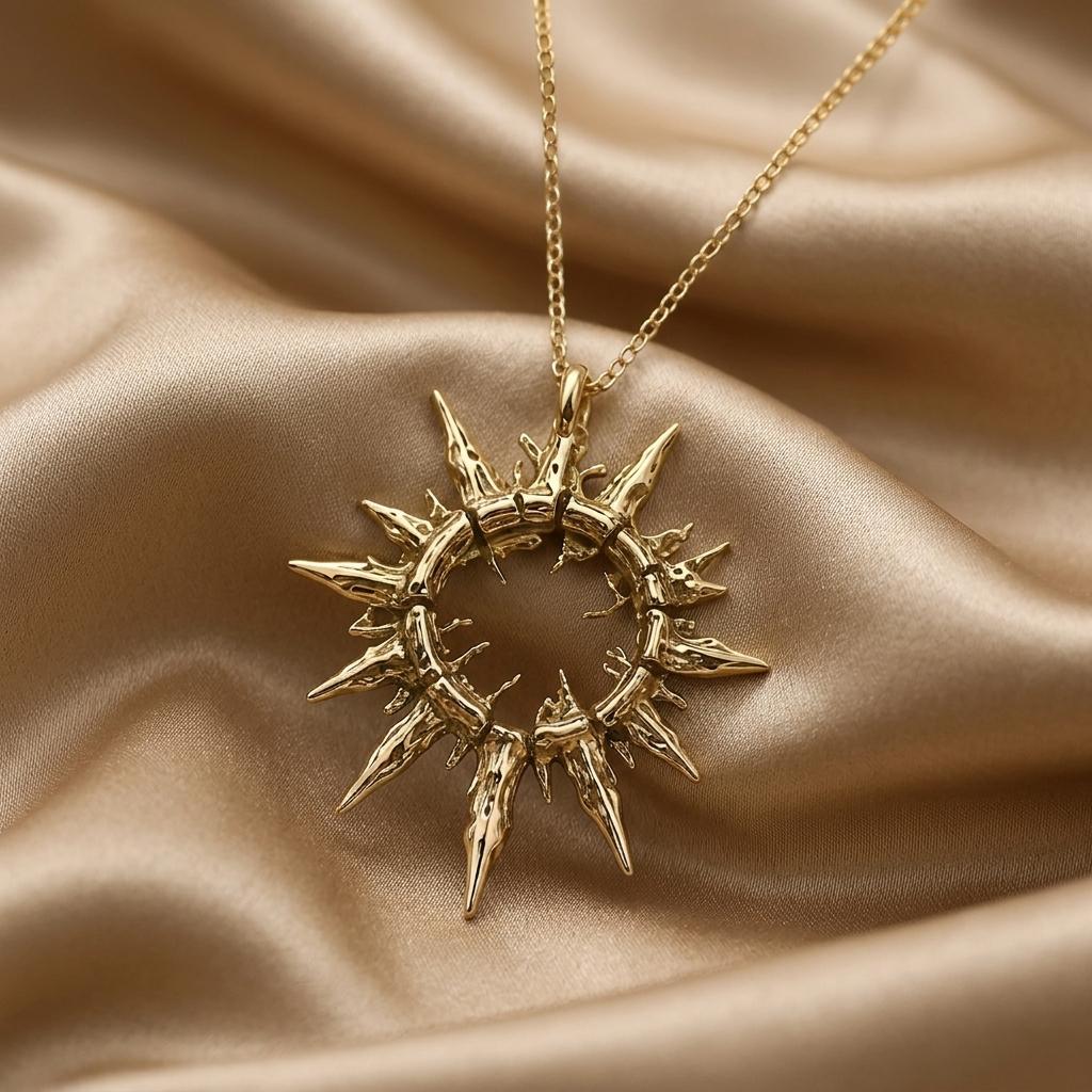 Solar Fragment Pendant Necklace | 925 Sterling Silver | Celestial Fragment Style | Unique Statement Gift