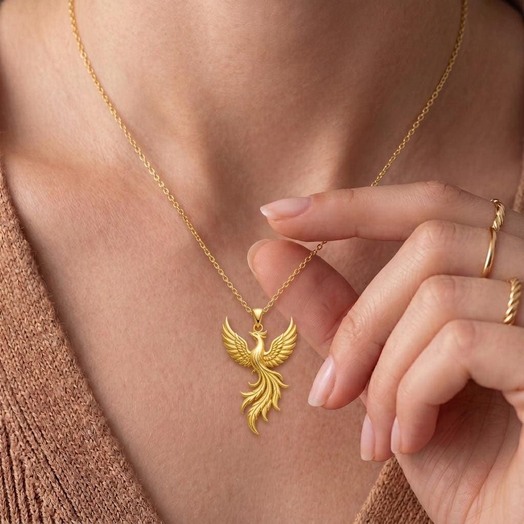 Plated Phoenix Necklace | 925 Sterling Silver Plated | Mythical Creature Theme | Empowerment & Renewal Gift