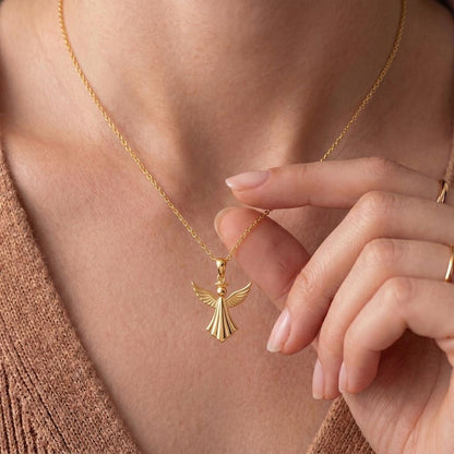 Angel Pendant Necklace | Sterling Silver | Guardian Angel Theme | Comfort & Protection Gift