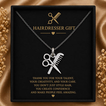 Hairdresser Scissors Comb Necklace | 925 Sterling Silver Jewelry | Minimalist Barber Symbol Pendant | Gift for Hairstylist