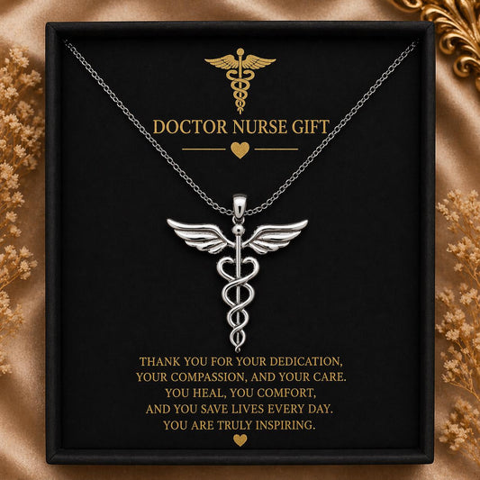 Caduceus Necklace | 925 Sterling Silver for Medical Professionals | Mythology Healing Symbol | Graduation Gift for Doctors and Nurses