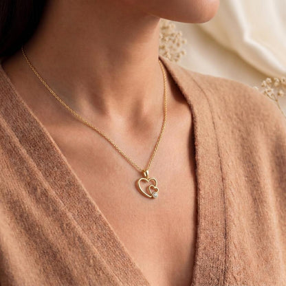 Mother Daughter Heart Necklace | 925 Sterling Silver for Her | Interlocking Hearts Design | Meaningful Family Jewelry