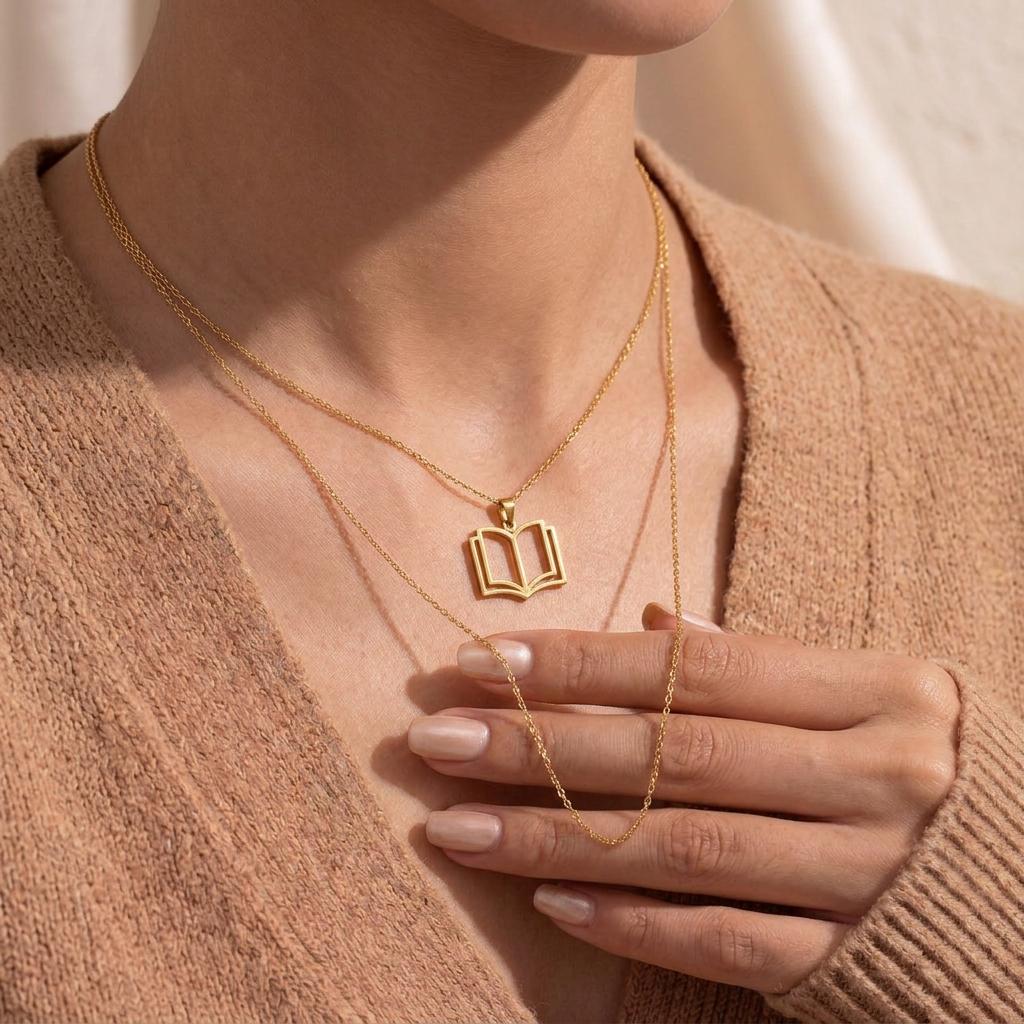 Open Book Necklace | 925 Sterling Silver for Readers | Minimal Literary Symbol | Meaningful Gift for Book Lovers