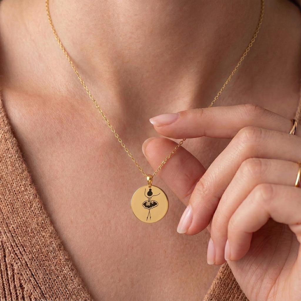 Ballerina Necklace | 925 Sterling Silver for Dancers | Minimal Ballet Jewelry | Dance Recital Gift