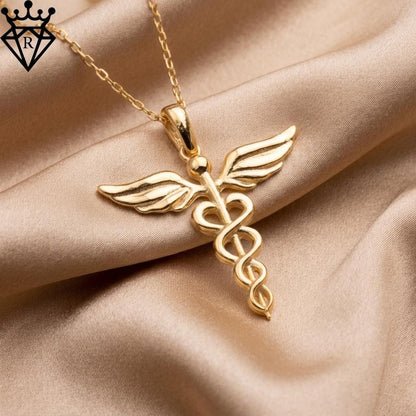 Caduceus Necklace | 925 Sterling Silver for Medical Professionals | Mythology Healing Symbol | Graduation Gift for Doctors and Nurses