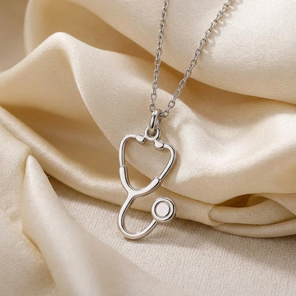 Doctor Stethoscope Necklace | Handmade Sterling Silver Jewelry | Medical Heart Symbol | Thoughtful Gift for Nurse or Healthcare Worker