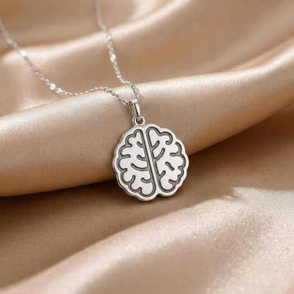 Brain Necklace | 925 Sterling Silver Jewelry | Intelligence & Mind Symbol Pendant | Meaningful Gift for Psychologists