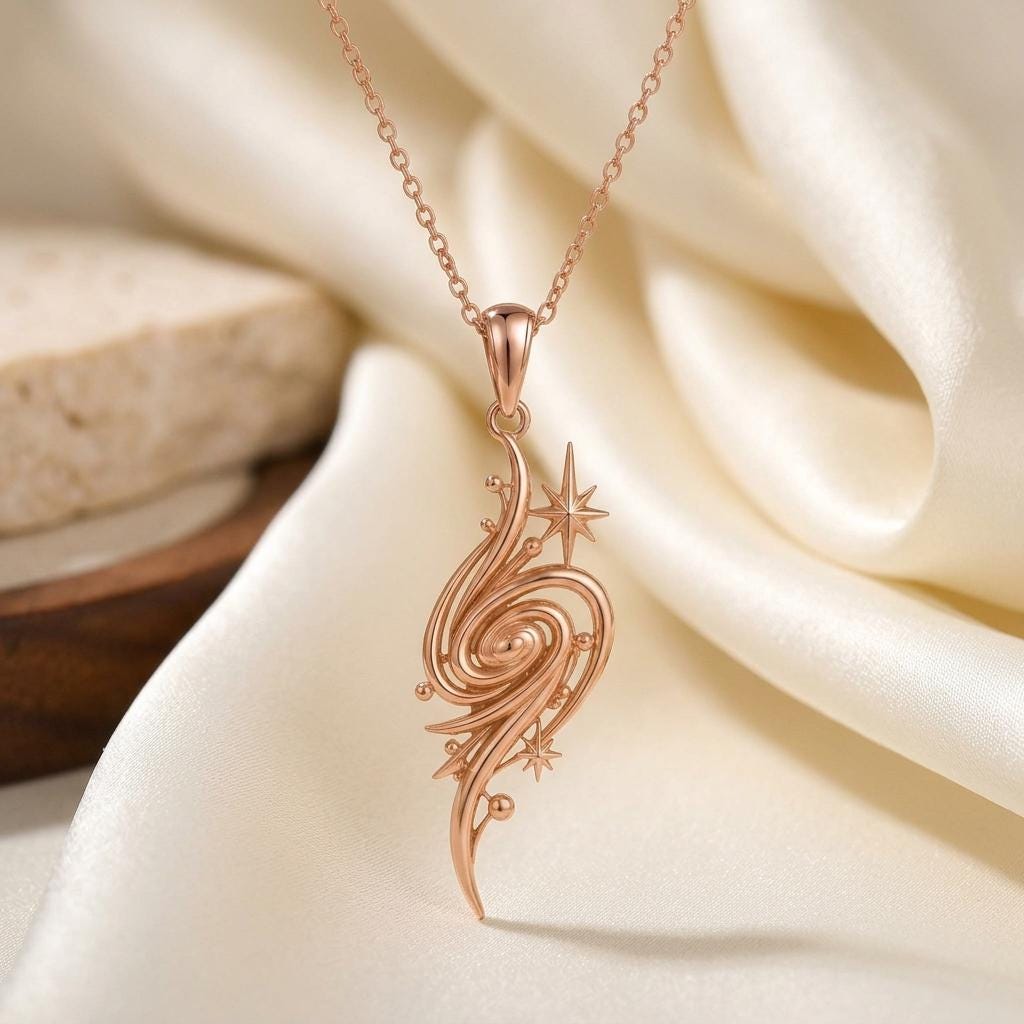 Golden Nebula Pendant | Gold Plated 925 Sterling Silver | Celestial Swirl Design | Meaningful Celebration Gift