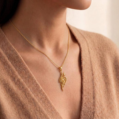 Golden Nebula Pendant | Gold Plated 925 Sterling Silver | Celestial Swirl Design | Meaningful Celebration Gift