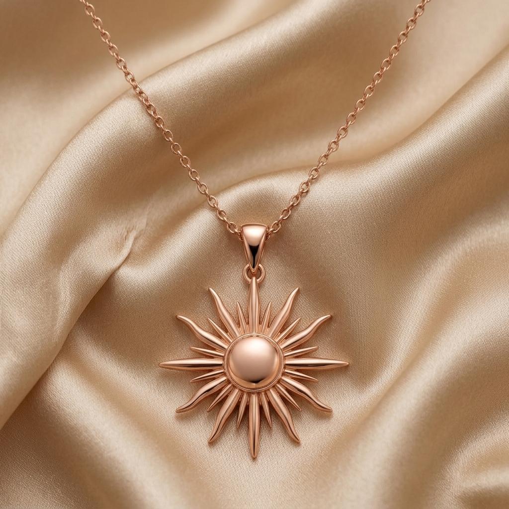 Sun Ray Pendant | 925 Sterling Silver | Celestial Boho Style | Symbolic Gift for Her