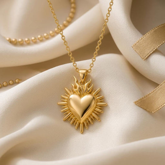 Sacred Heart pendant necklace | 925 Sterling Silver | Spiritual Symbolic Design | Meaningful Keepsake Gift