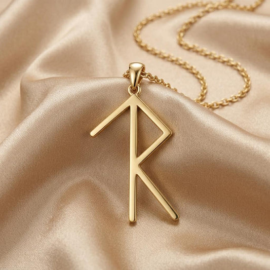 Gold Plated Silver Viking Success Legal pendant and chain on champagne satin