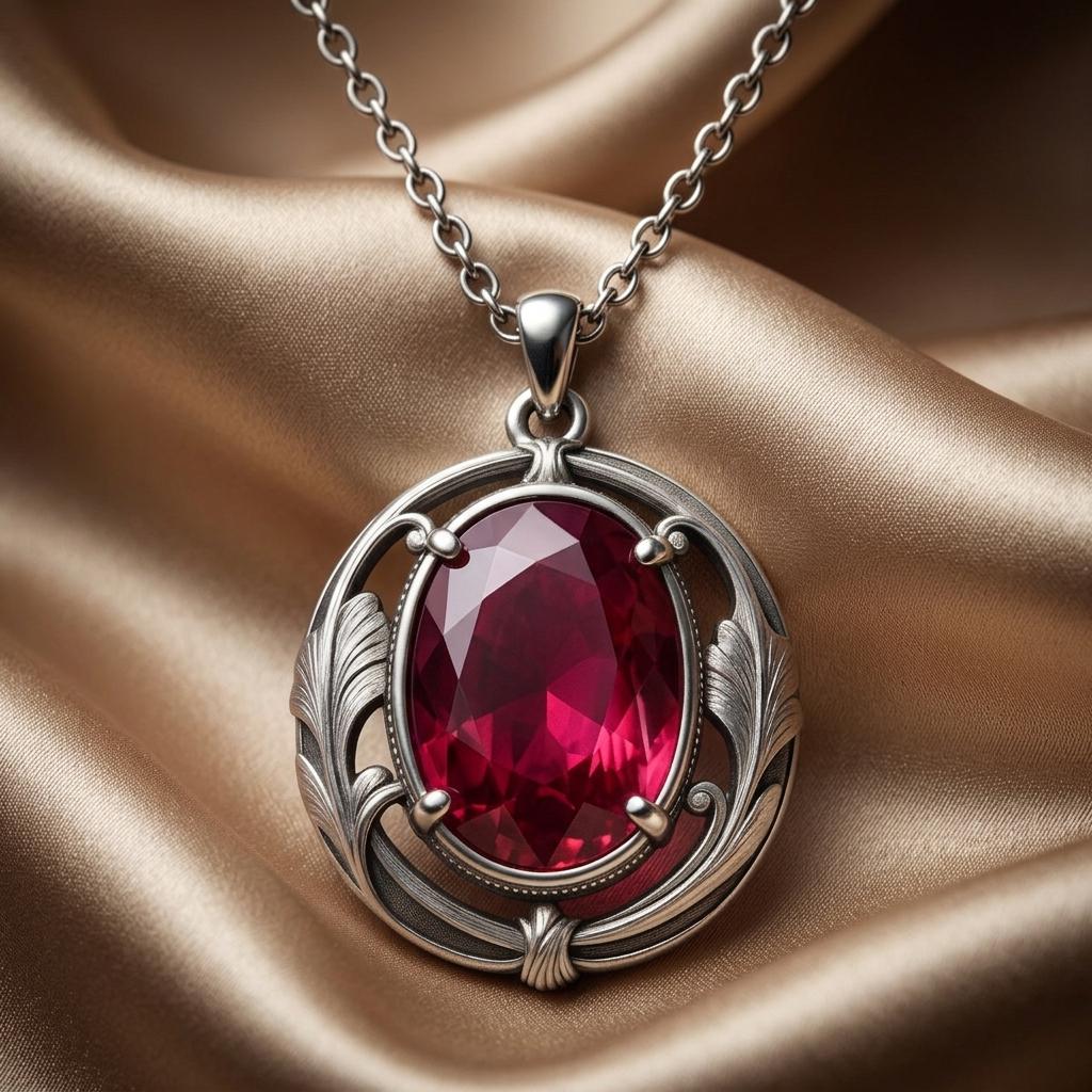 Vintage Birthstone Necklace | 925 Sterling Silver for Her | Art Nouveau Vintage Style | Birthday Anniversary Gift