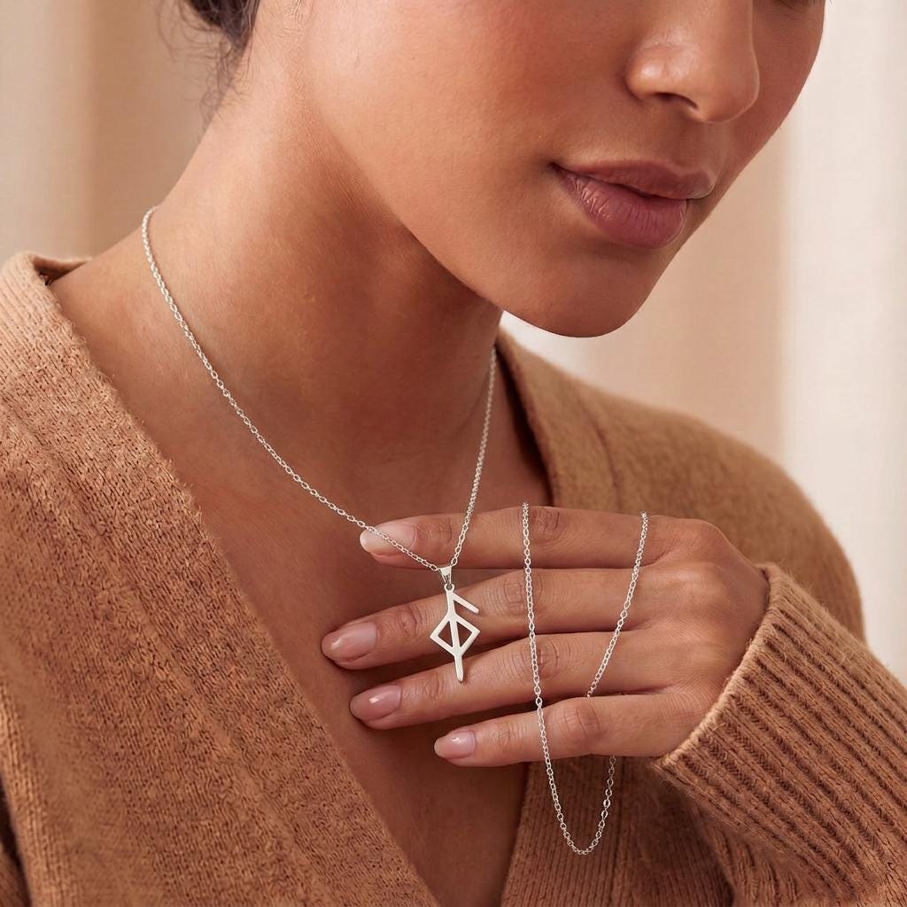 Handmade Health Rune Necklace | 925 Sterling Silver | Viking Nordic Symbol | Meaningful Wellness Gift