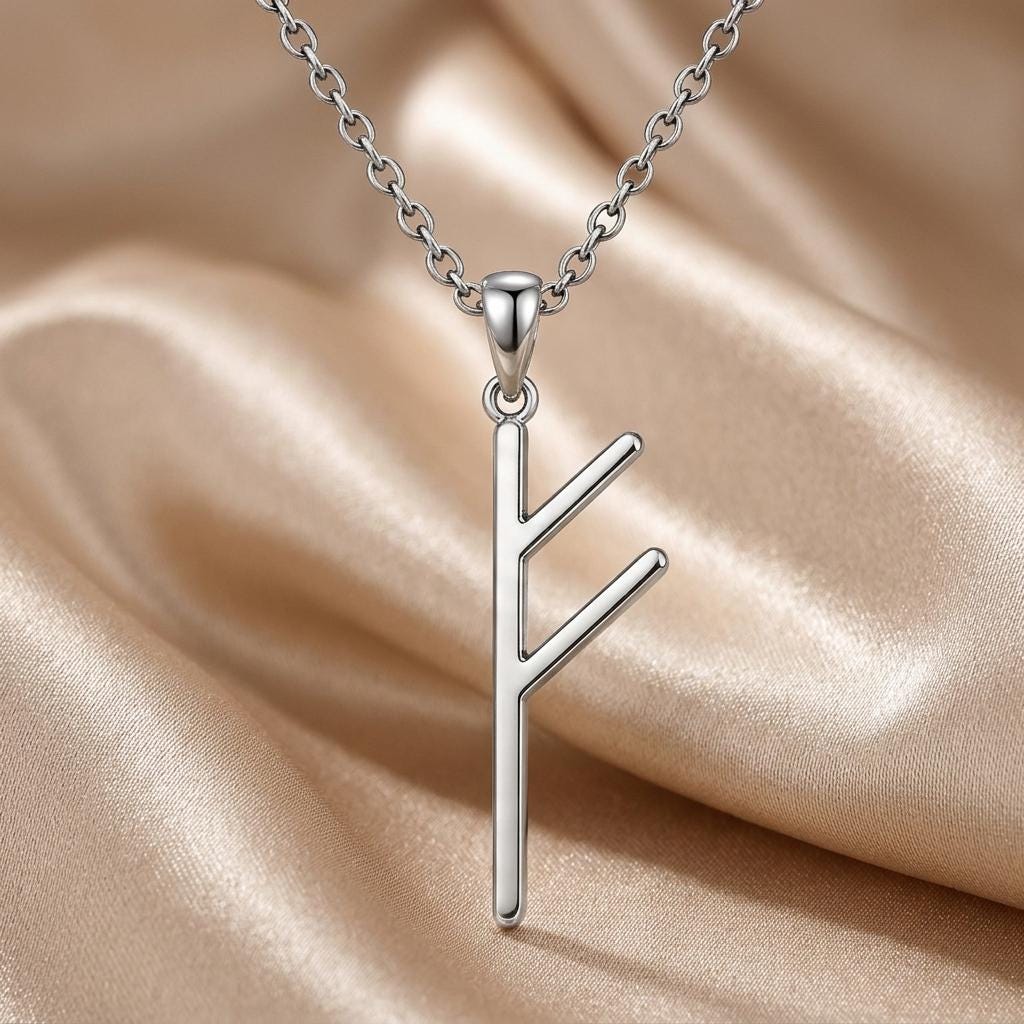 Viking Wealth Rune Necklace | Sterling Silver Jewelry | Norse Prosperity Amulet | Meaningful Prosperity Gift
