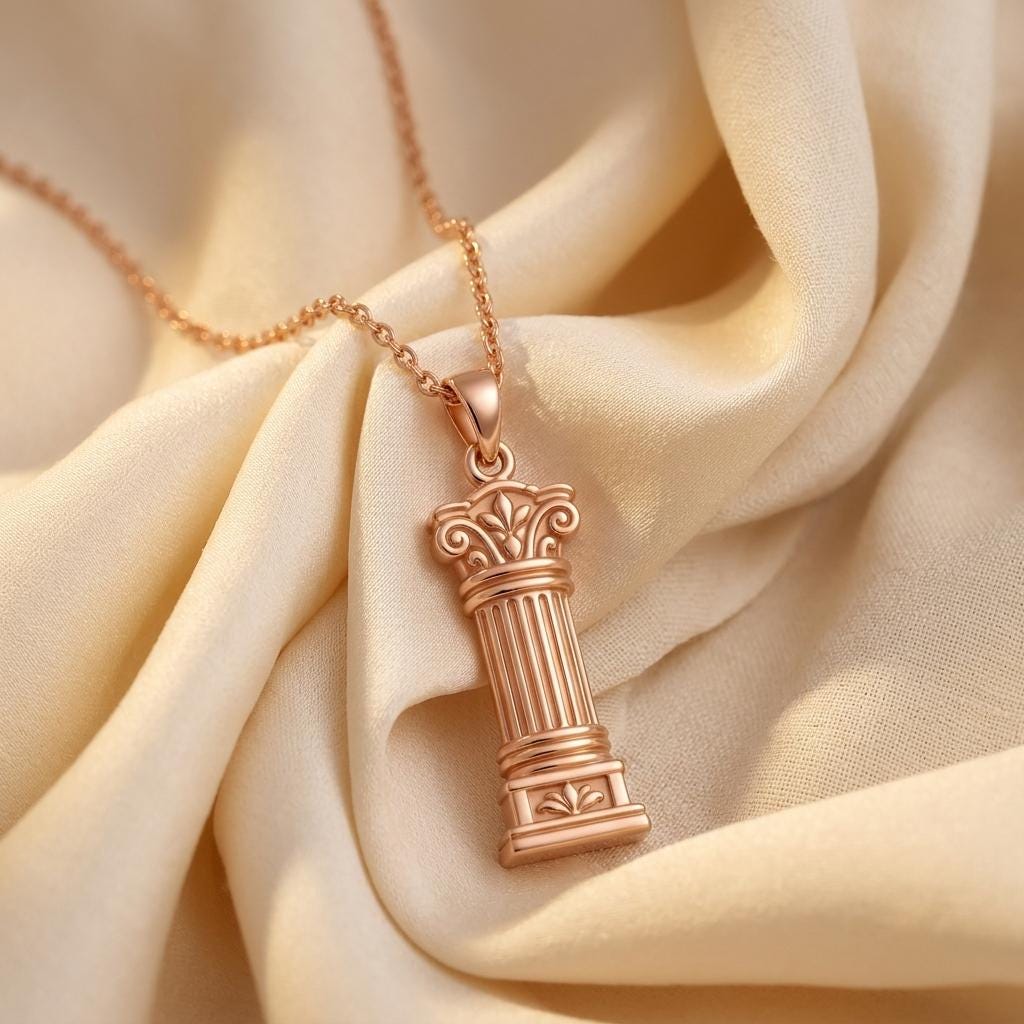 Sacred Pillar Necklace | 925 Sterling Silver | Ancient Architectural Design | For Strength & Wisdom