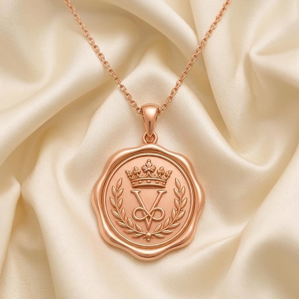 Crown Seal Pendant | 925 Sterling Silver | Regal Monogram Design | Empowerment Gift