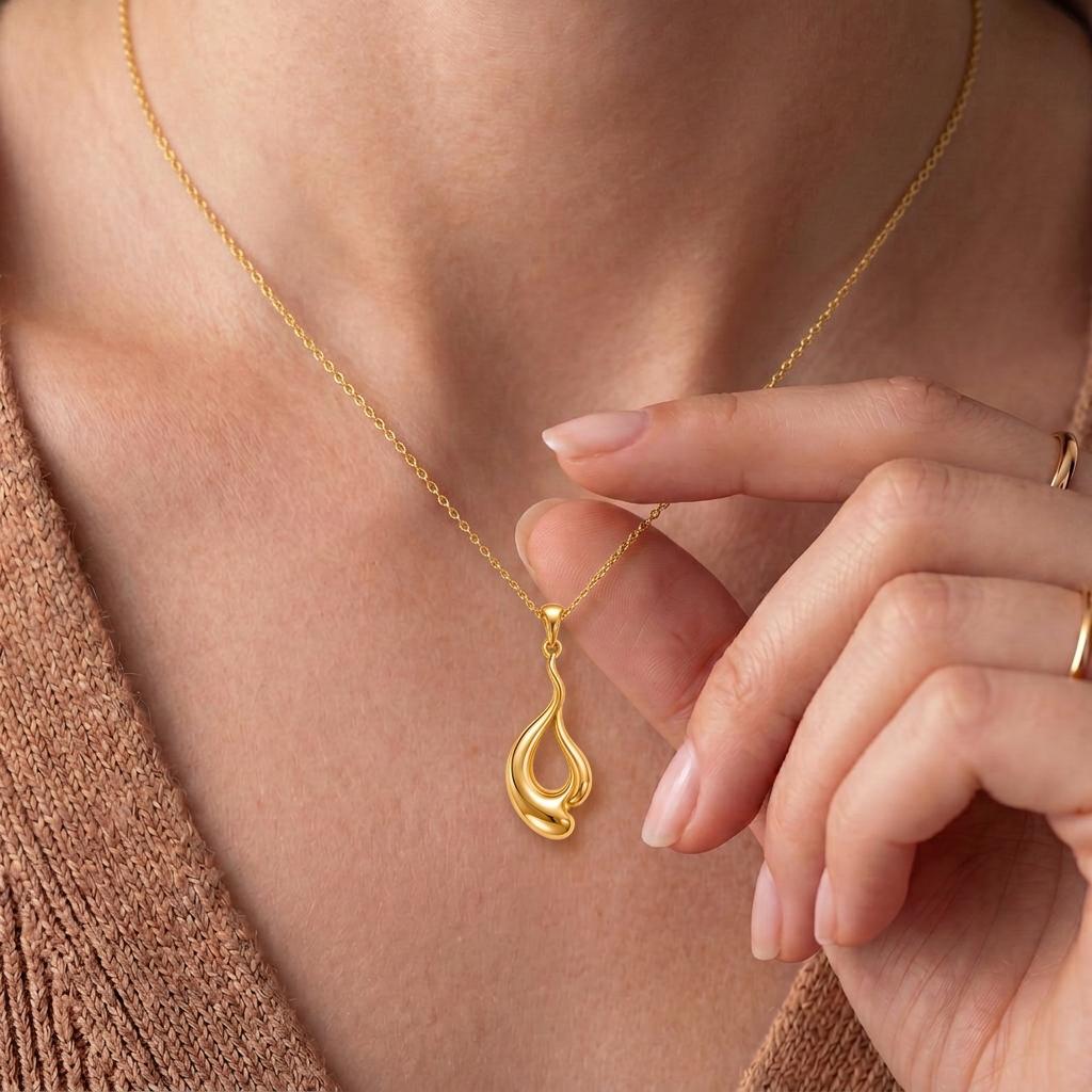 Liquid Flow Pendant | 925 Sterling Silver | Fluid Organic Design | Meaningful Gift